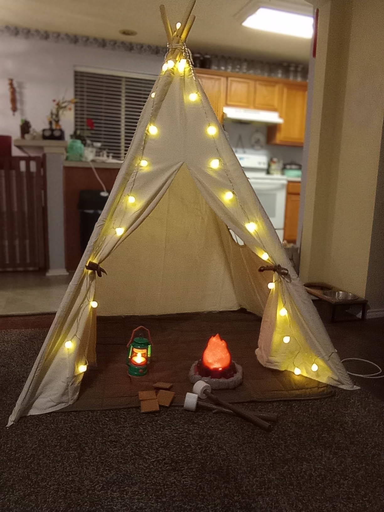 besrey Teepee Tent for Kids, Cotton Play Tent with LED Lights | 47.2