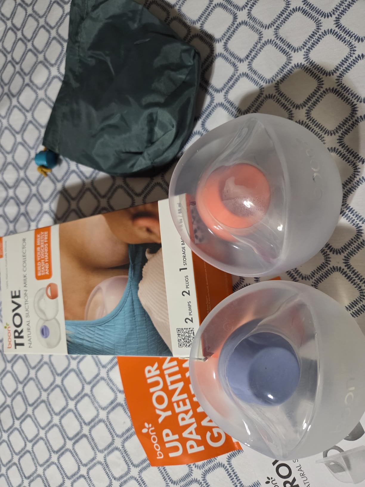 Boon Trove Silicone Manual Breast Pump - Discreet Milk Collector - 2 Count | Hands Free Breast Pump, Includes Canvas Travel Pouch, Breastfeeding Essentials, Passive Suction, Collects Up To 3 Ounces customer photo 2