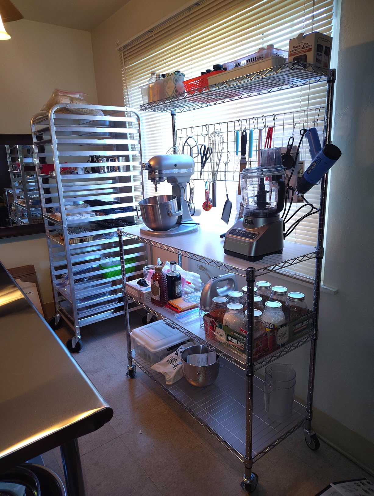 Bakers Rack with Storage & Wheels, 42In Microwave Stand Kitchen Shelves | 4-Tier Heavy Duty Storage Rack with 20 S-Hooks, Commercial Metal Utility Kitchen Cart, 42 x 18 x 63 Inch, Chrome customer photo 1