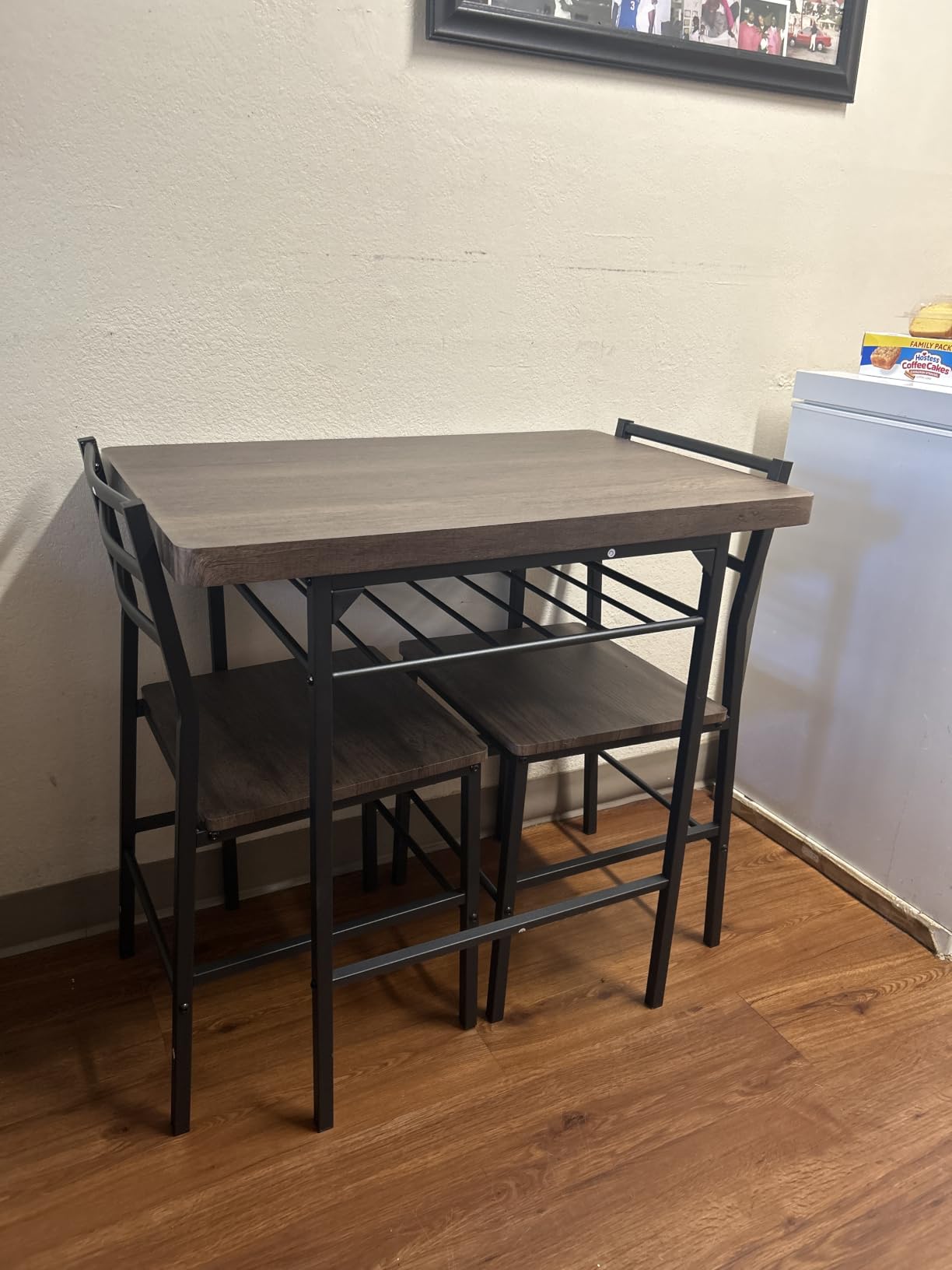 Best Choice Products 3-Piece Modern Dining Set, Space Saving Dinette for Kitchen, Dining Room, Small Space w/Steel Frame, Built-in Storage Rack - Medium Brown/Black customer photo 2