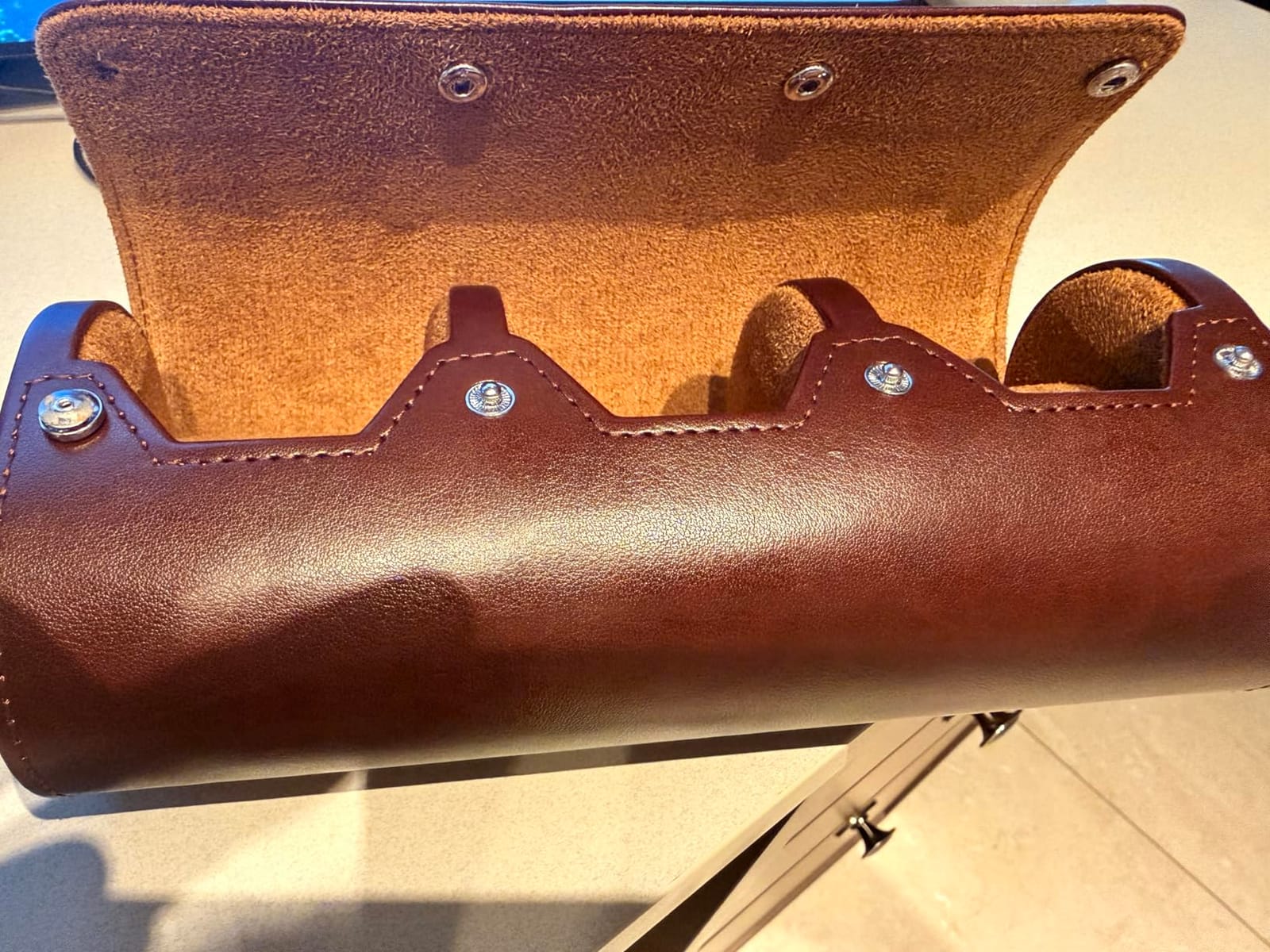 MR.OKAY 3 Watch Travel Case- Classic Leather Watch Case With Perfect Texture. Portable Watch Roll Or Organizer For Storage And Display. Luxury Gifts For Men, All Handmade by Artisans customer photo 1