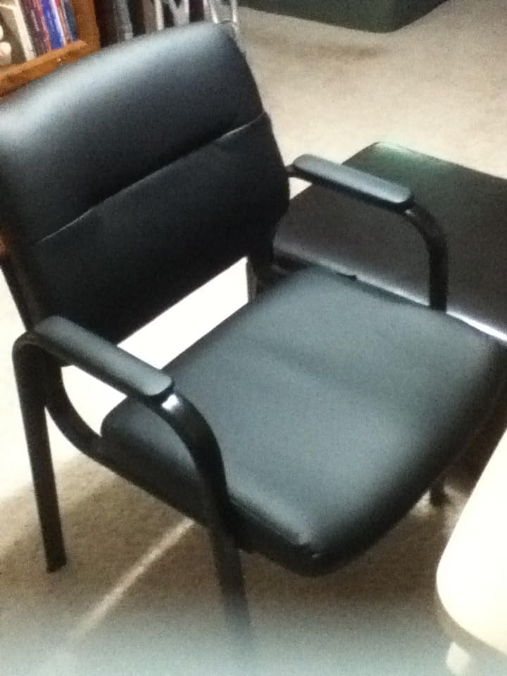 Oline Leather Guest Chair with Padded Arms, Reception Meeting Conference Waiting Room Lobby Home Desk Big and Tall Executive Office Chair, Black (4 Pack) customer photo 1