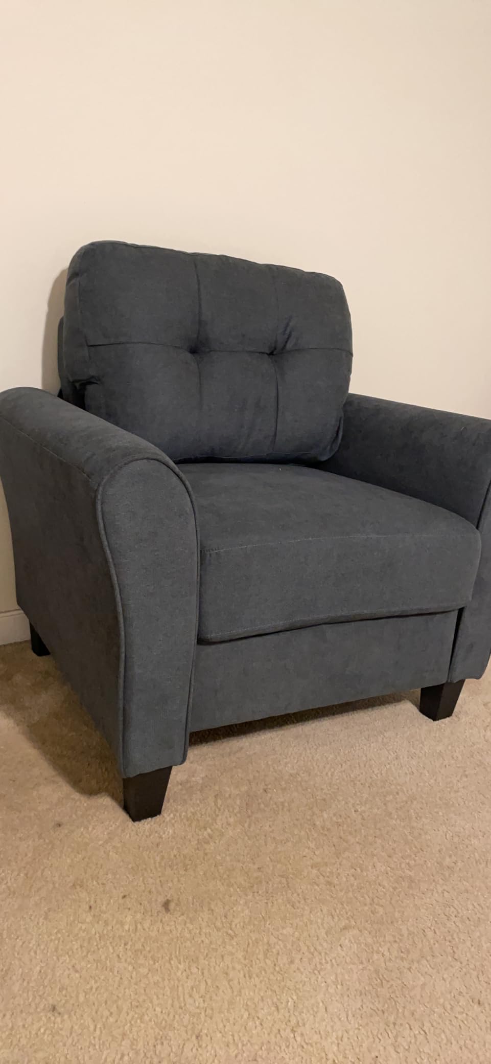 GIANTEX Modern Mid-Century Accent Chair - Linen Living Room Chair with Tufted Back, 7