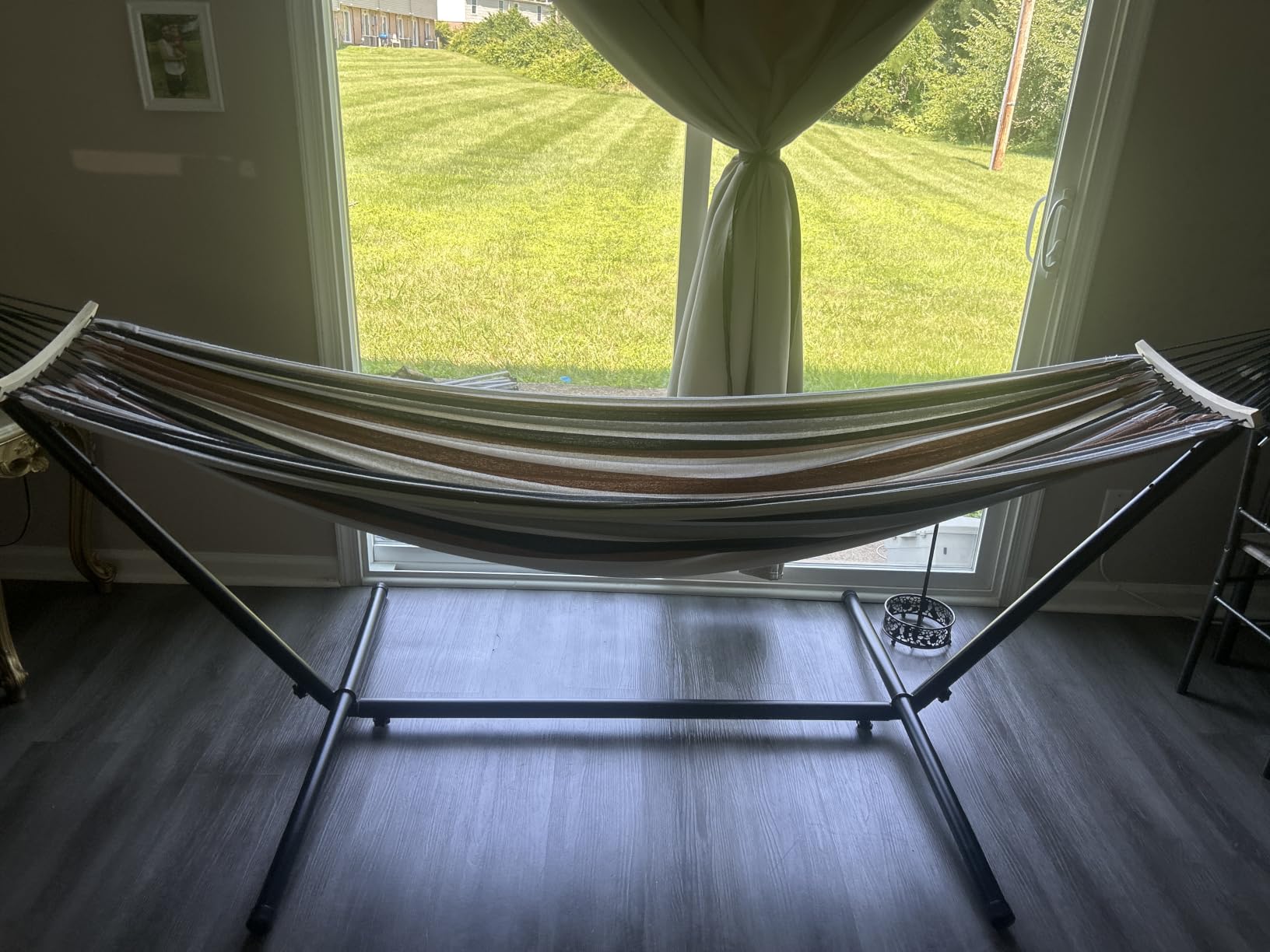 SZHLUX Hammock with Stand for Outside,Hamaca Con Base | 450lb Capacity Steel Stand, Premium Carry Bag Included and Two Anti Roll Balance Beam customer photo 1