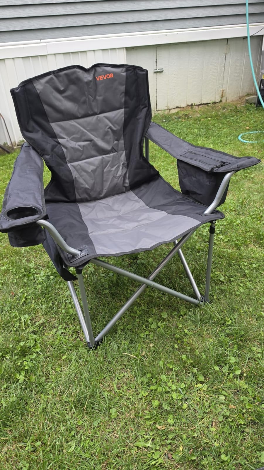 VEVOR Oversized Camping Folding Chair, Portable Heavy Duty Outdoor Quad Lumbar Back Padded with Side Pockets, Cup Holder and Cooler Bag customer photo 1