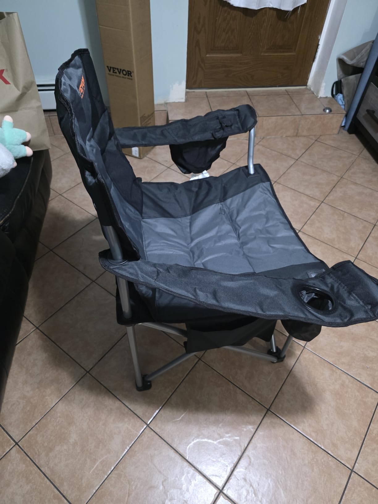 VEVOR Oversized Camping Folding Chair, Portable Heavy Duty Outdoor Quad Lumbar Back Padded with Side Pockets, Cup Holder and Cooler Bag customer photo 2