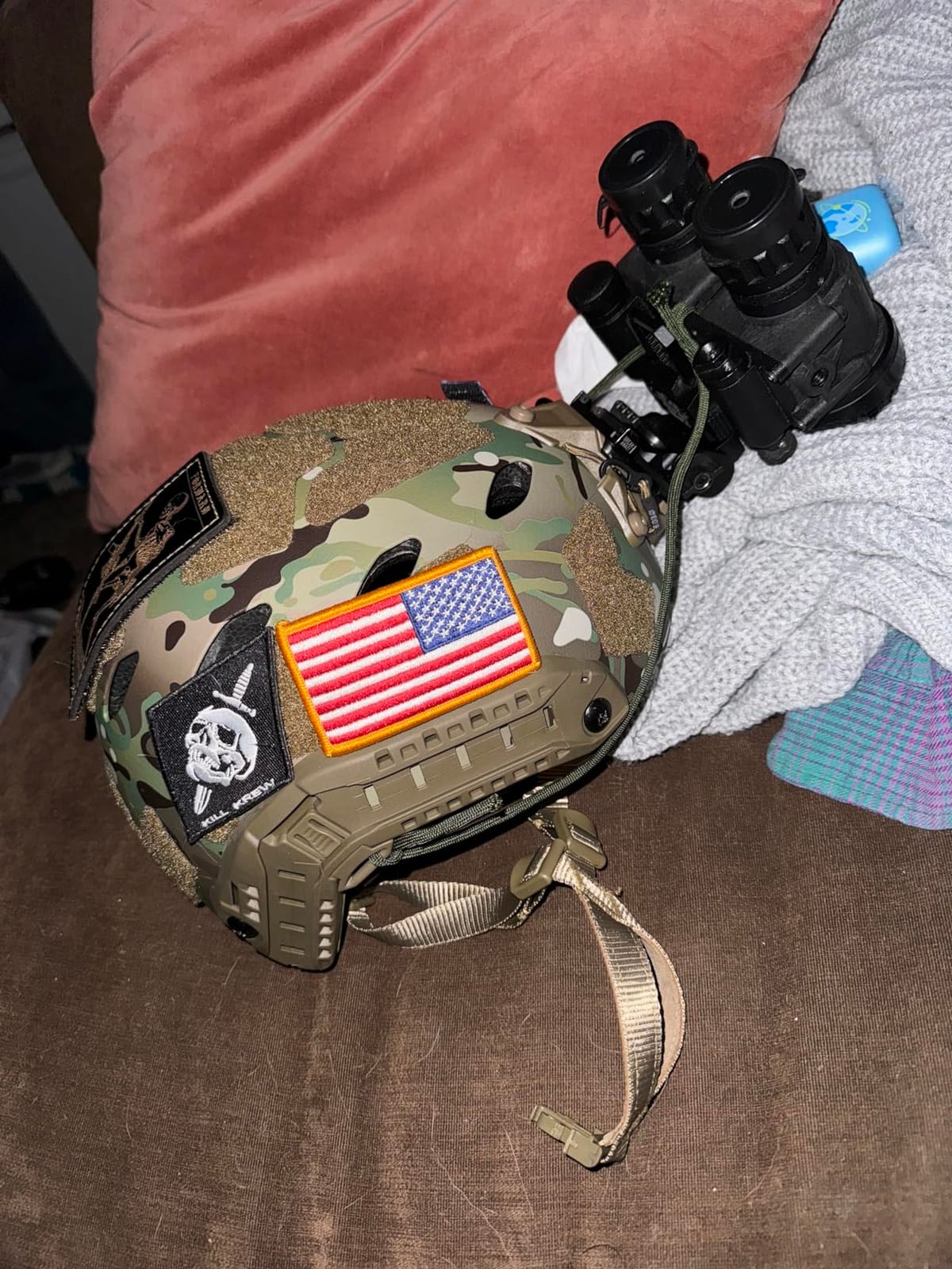 Lightweight Airsoft Helmet, High Cut Integrated Helmet with NVG Mount Base, Side Rails, Pre-Slotted Headset Strap for Outdoor Sports, CS customer photo 2