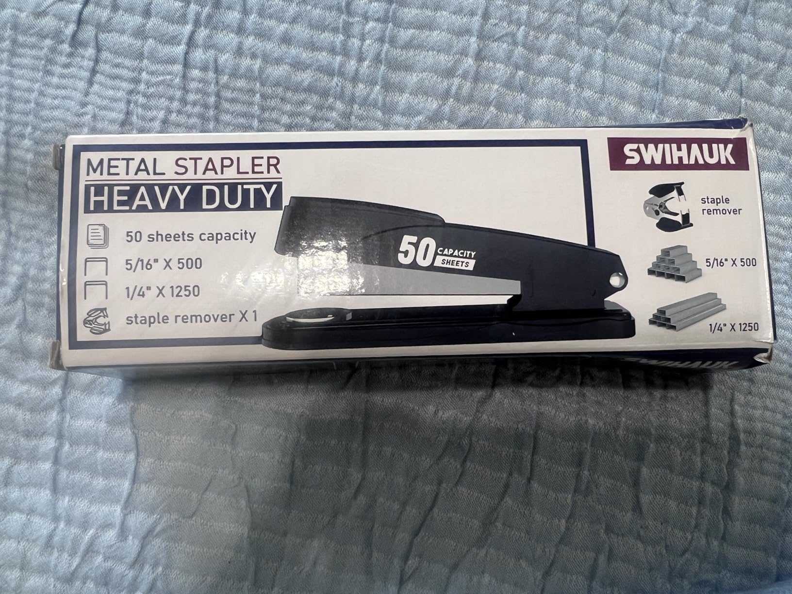 Metal Stapler Heavy Duty 50 Sheet Capacity with 1750 Staples and Staple Remover, Full Strip Staplers for Desk, No Jam, Non-Slip for Office & Classroom, Black customer photo 2