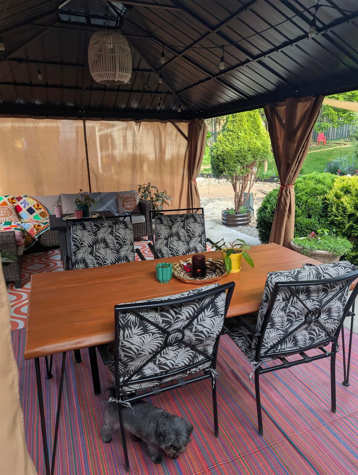 10x10 ft Hardtop Gazebo, Galvanized Steel Double Roof Metal Gazebo, Brown | Aluminum Frame, with Removable Privacy Curtain and Netting, Hooks, Heavy-Duty Outdoor Permanent Pavilion for Backyard, Patio customer photo 2