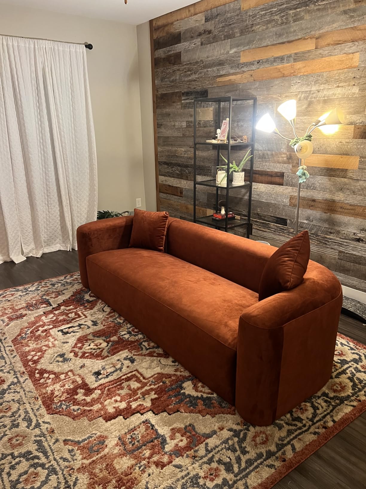 Acanva Luxury Modern Tight Curved Back Velvet Sofa, Minimalist Style Comfy Couch for Living Room Apartment, 3 Seater, Cream customer photo 2
