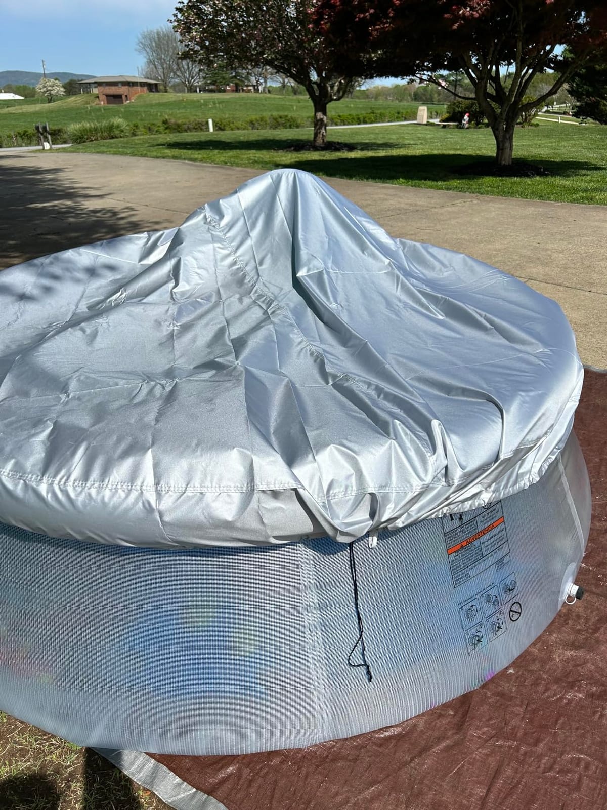 iCOVER Inground Pool Safety Cover, Fits 20x40ft Rectangular Pools with 4x8ft Center End Step, Winter Pool Covers for Inground Pools, Safety Pool Covers, Triple Stitched High Strength, Green customer photo 1
