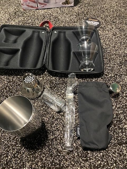 KITESSENSU Cocktail Shaker Set with to-Go Carry Case & 2 Martini Glasses | Travel Bar Tool Set, Vacuum Insulated Martini Shaker with Built-In Strainer, Measuring Jigger, Bar Mixing Spoon customer photo 1