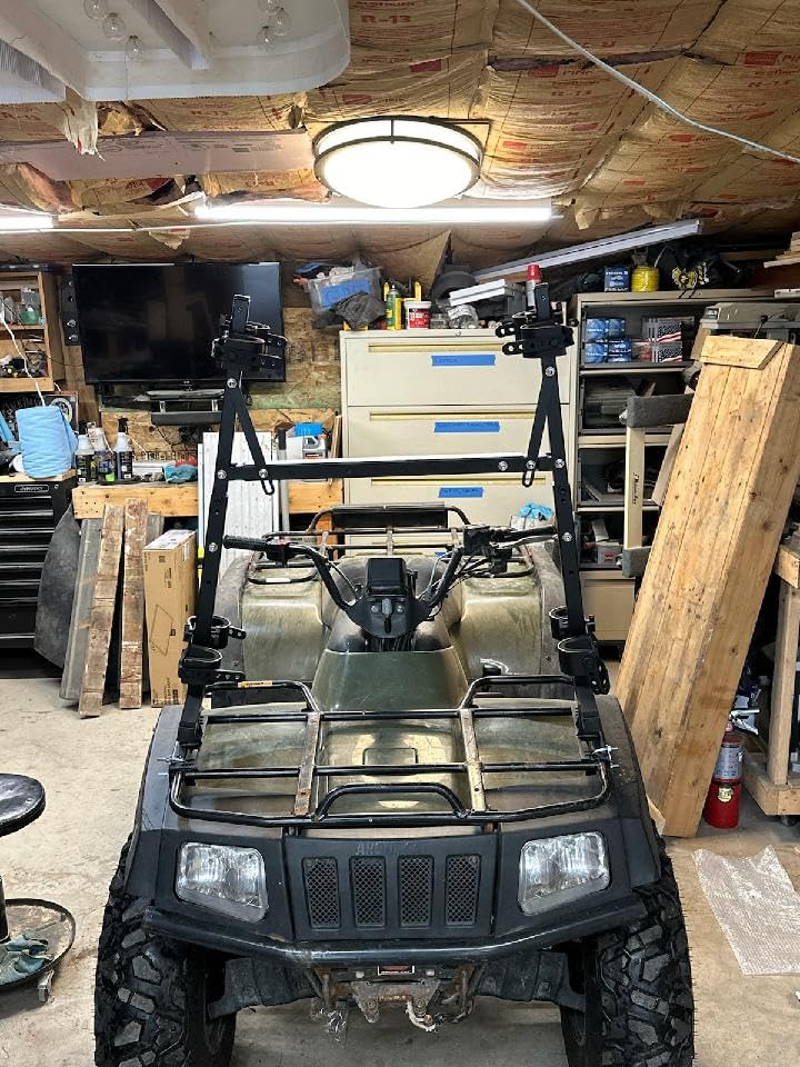 UTV Gun Rack for Cargo Bed Universal Hunting Tool Holders Sporting Clays Rack Adjustable SXS Hunt Gear Support Bracket Compatible with Polaris Ranger General Pioneer Defender Golf Cart customer photo 2