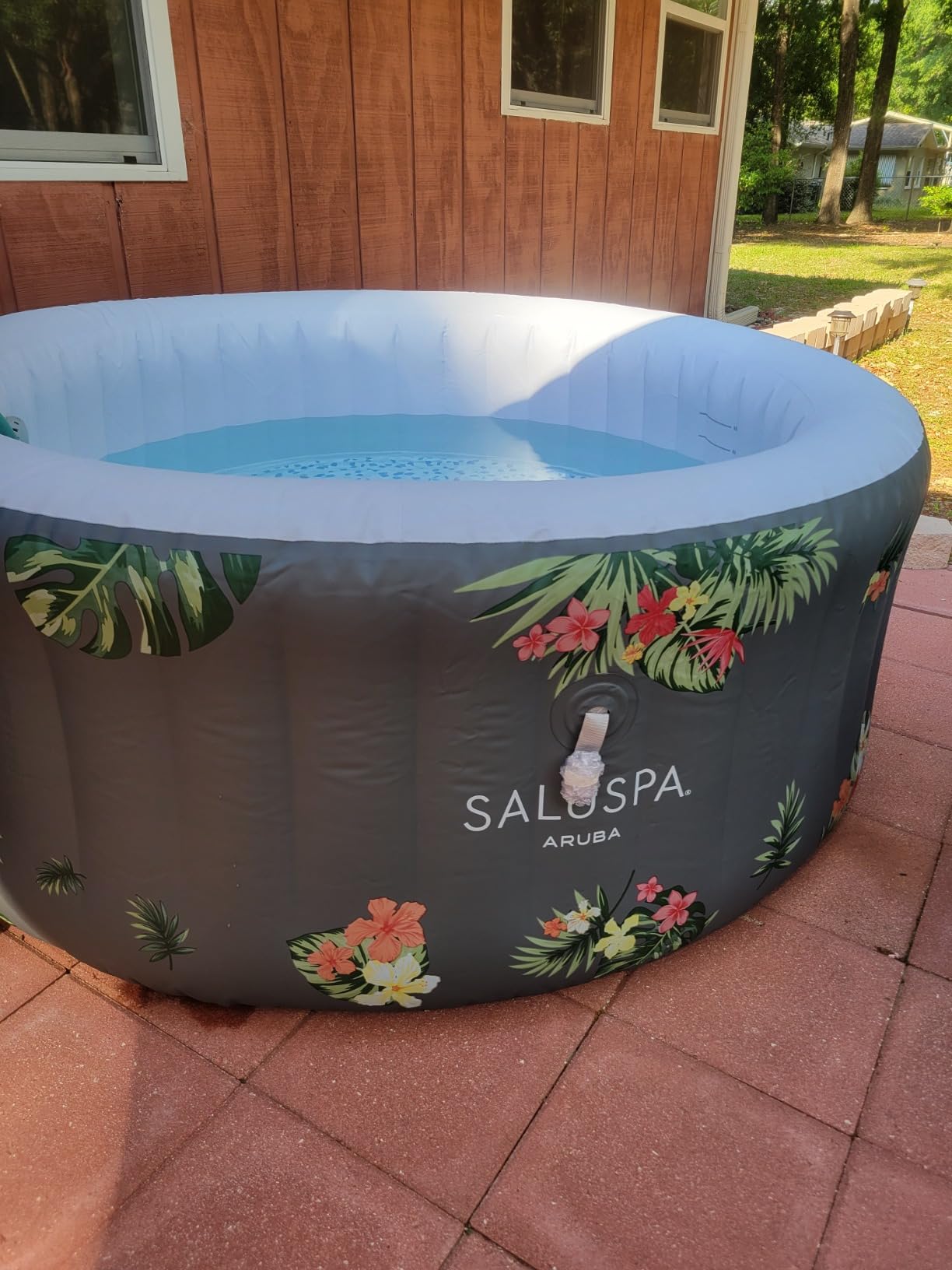 Bestway SaluSpa Cancun Energy-Efficient 2-4 Person Inflatable Hot Tub | AirJet Portable Outdoor Spa with Built-in Insulation, Freeze Shield Technology, 120 Bubble Jets, 71