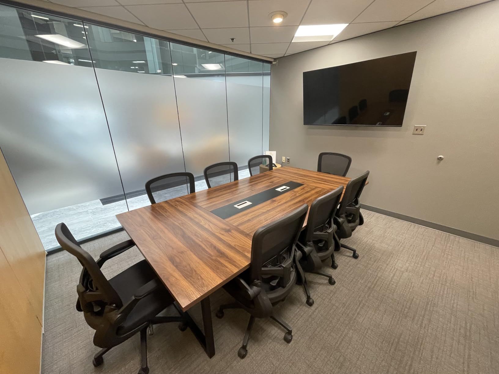Tribesigns 8FT Conference Table, 94.49 L x 47.24 W x 29.53 H Inches Large Meeting Podcast Table for 10 People, Business Style Wooden Training Table with Strong Metal Frame for Office Conference customer photo 2