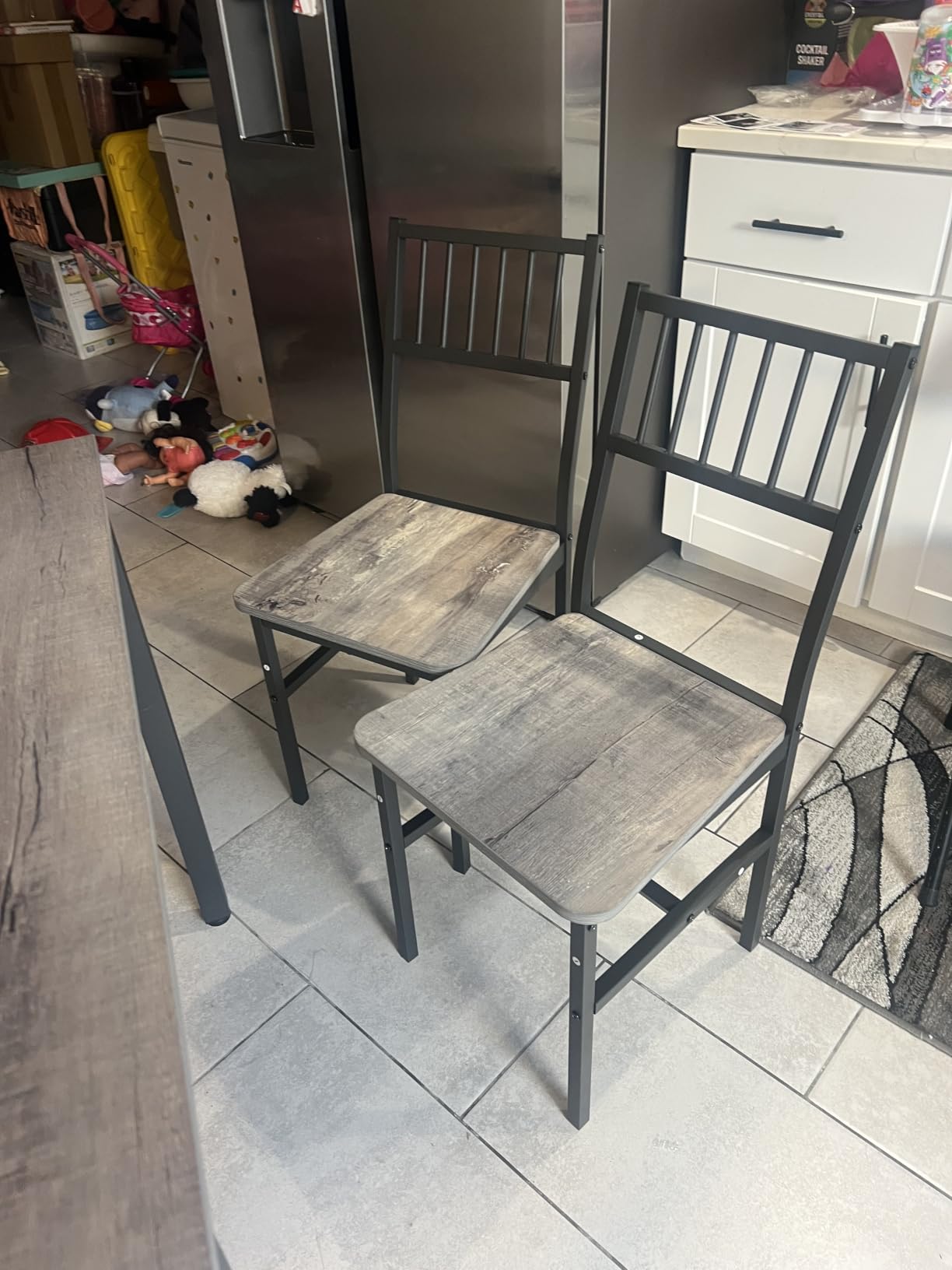 AWQM 3 Piece Dining Table, Small Kitchen Table Set for 2 with Chairs (Brown) | Wood Breakfast Nook Table and Chairs Set of 2, Dinette Set for Small Space, Dining Room, Office, Apartment customer photo 2