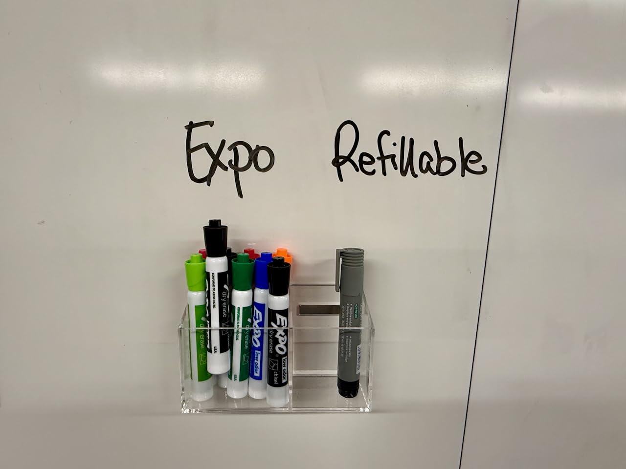 BEYGORM Magnetic Dry Erase Marker Holder for Whiteboard & Refrigerator | Non-slip Acrylic Pen Holder for Classroom, Fridge Magnet, Locker Organizer Accessories, Teacher & School Supplies(Clear) customer photo 2