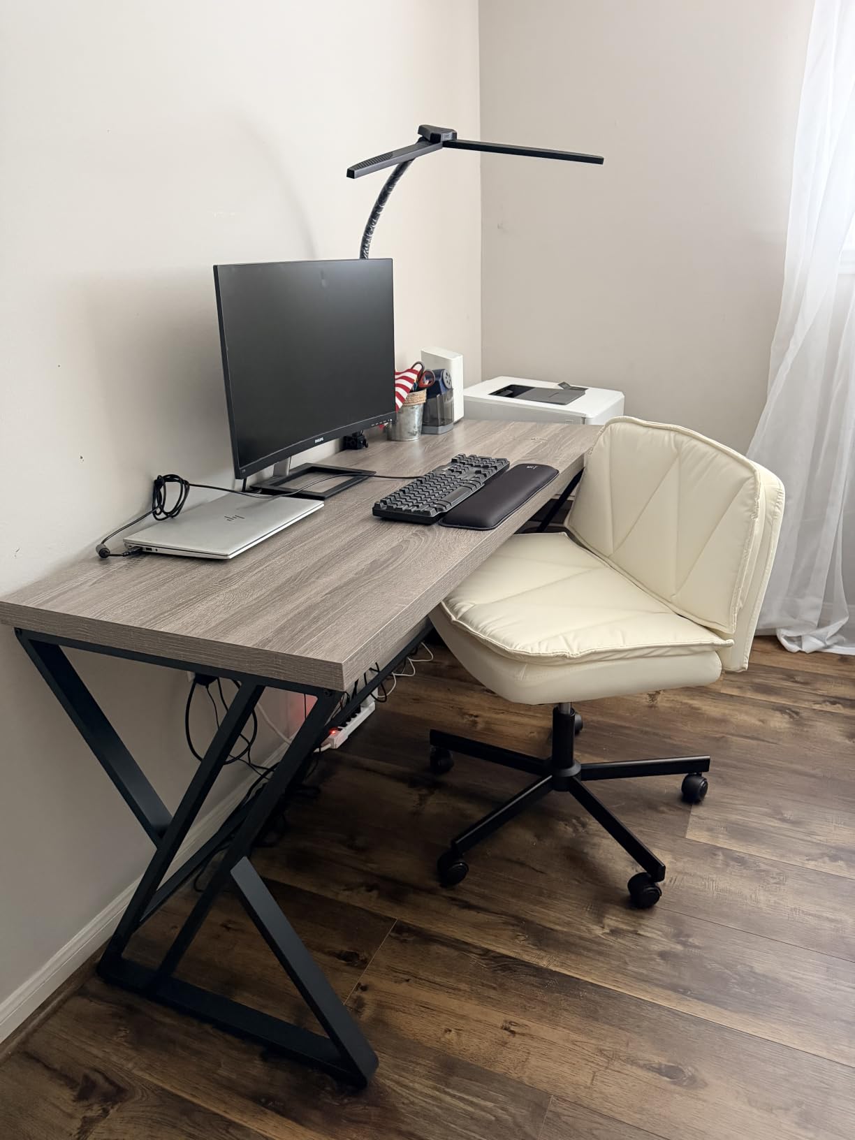 LVB 55 Inch Computer Office Desk Metal & Wood Writing Desks Rustic Brown | Work Study Gaming Table customer photo 1