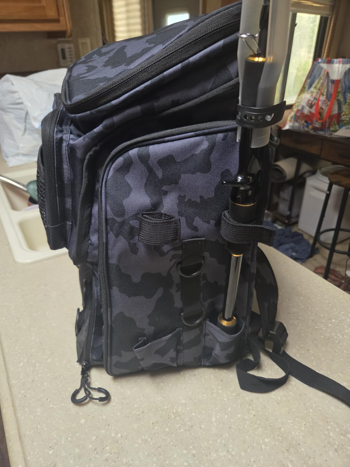 PLUSINNO Fishing Tackle Backpack with Rod Holders, 42L Water-resistant Fishing Bag Store Fishing Gear, Fisher Gifts For Men. customer photo 2