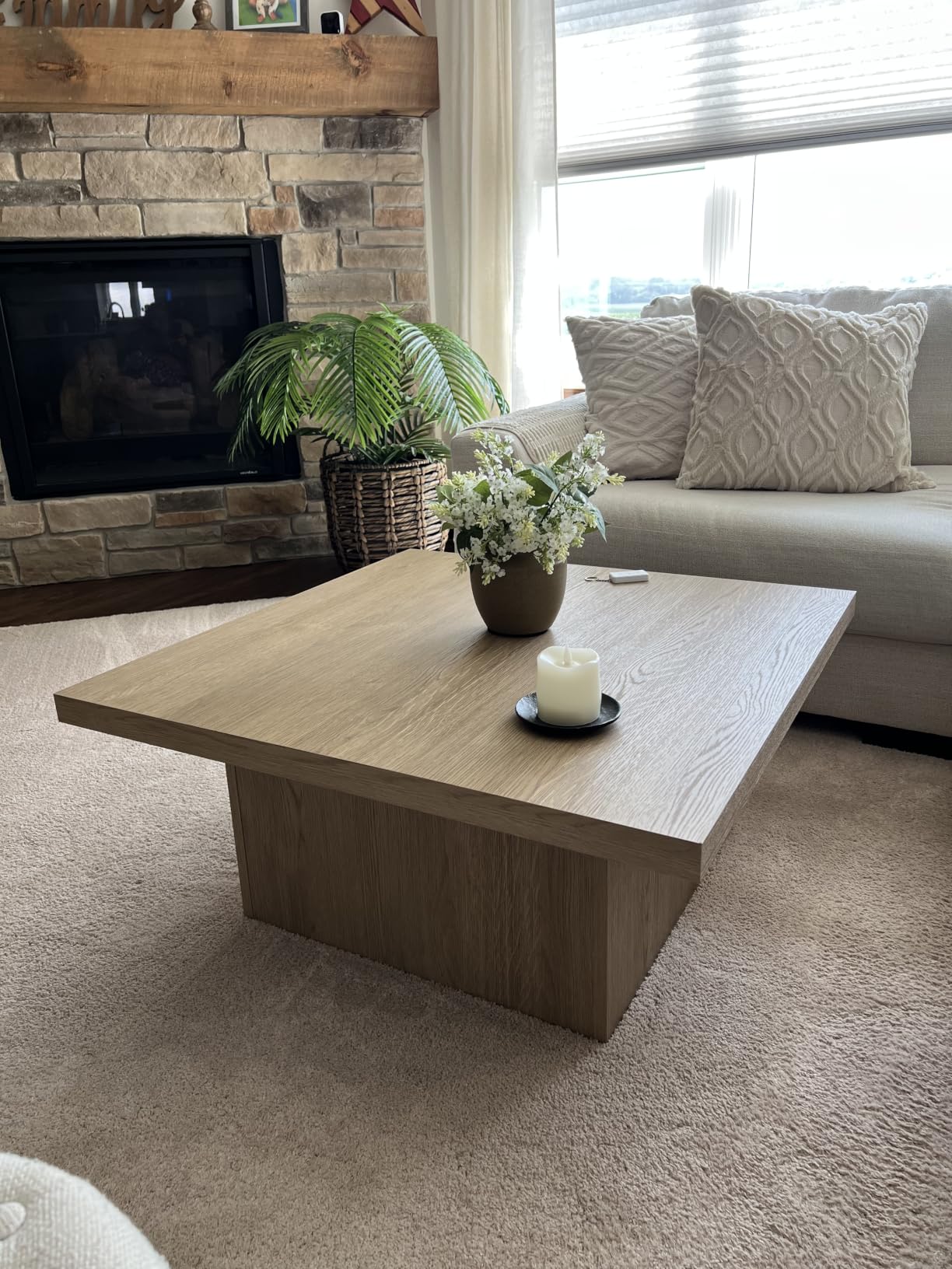 Coaster Home Furnishings Zetta Square Coffee Table, Mango Wood, 35-Inch Top | Rustic Wood-Look Laminate, Modern Living Room Centerpiece Furniture customer photo 1