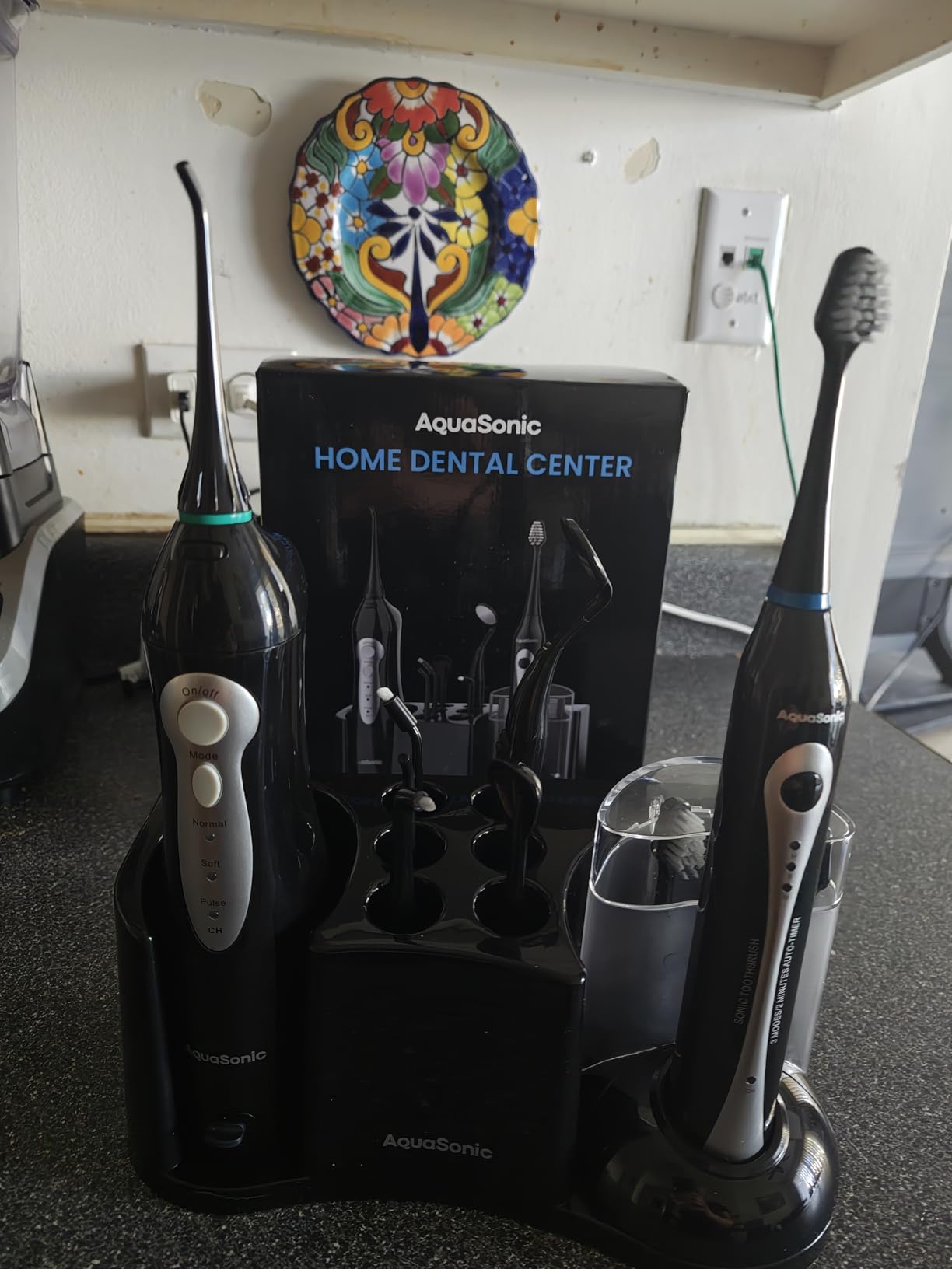 AquaSonic Home Dental Center Rechargeable Power Toothbrush & Smart Water Flosser - Complete Family Oral Care System - 10 Attachments and Tips Included - Various Modes & Timers (Black) customer photo 1
