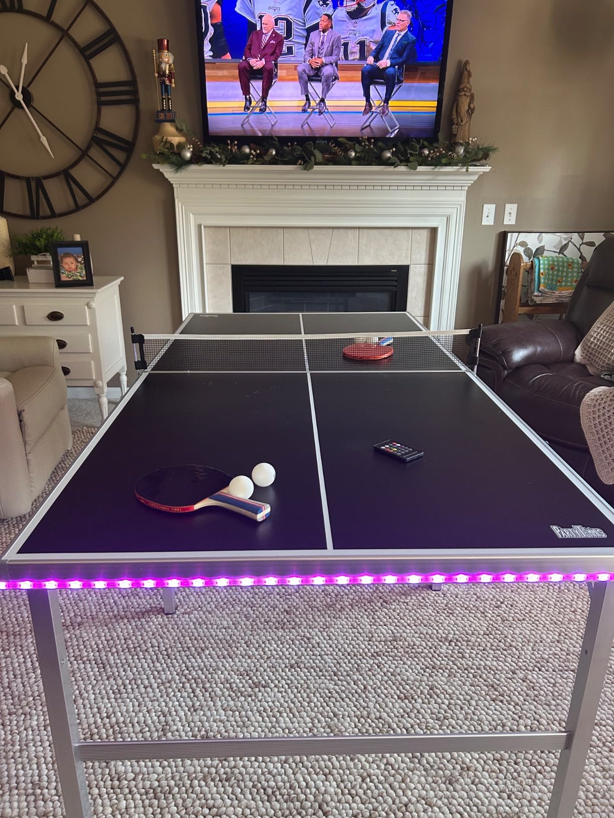 PartyLife 6 ft x 3 ft Ping Pong Table Tennis Table | Mid-Size Portable Folding Indoor Outdoor Foldable Ping Pong Table Tennis Table w/Optional LED Lights (Not a Full Size Table) customer photo 2