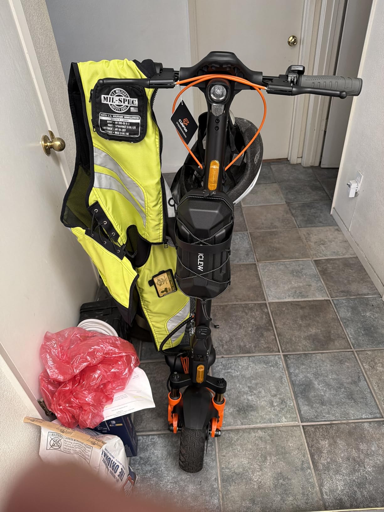 Electric Scooter Bag Storage, Waterproof Front Handlebar Bag with Handle | Come with Multicolor Drawstrings, EVA Hardshell, Quick Relase & Easy Install, 2L Scooter Pouch Bag for Segway Niu G3 ZT3 customer photo 1