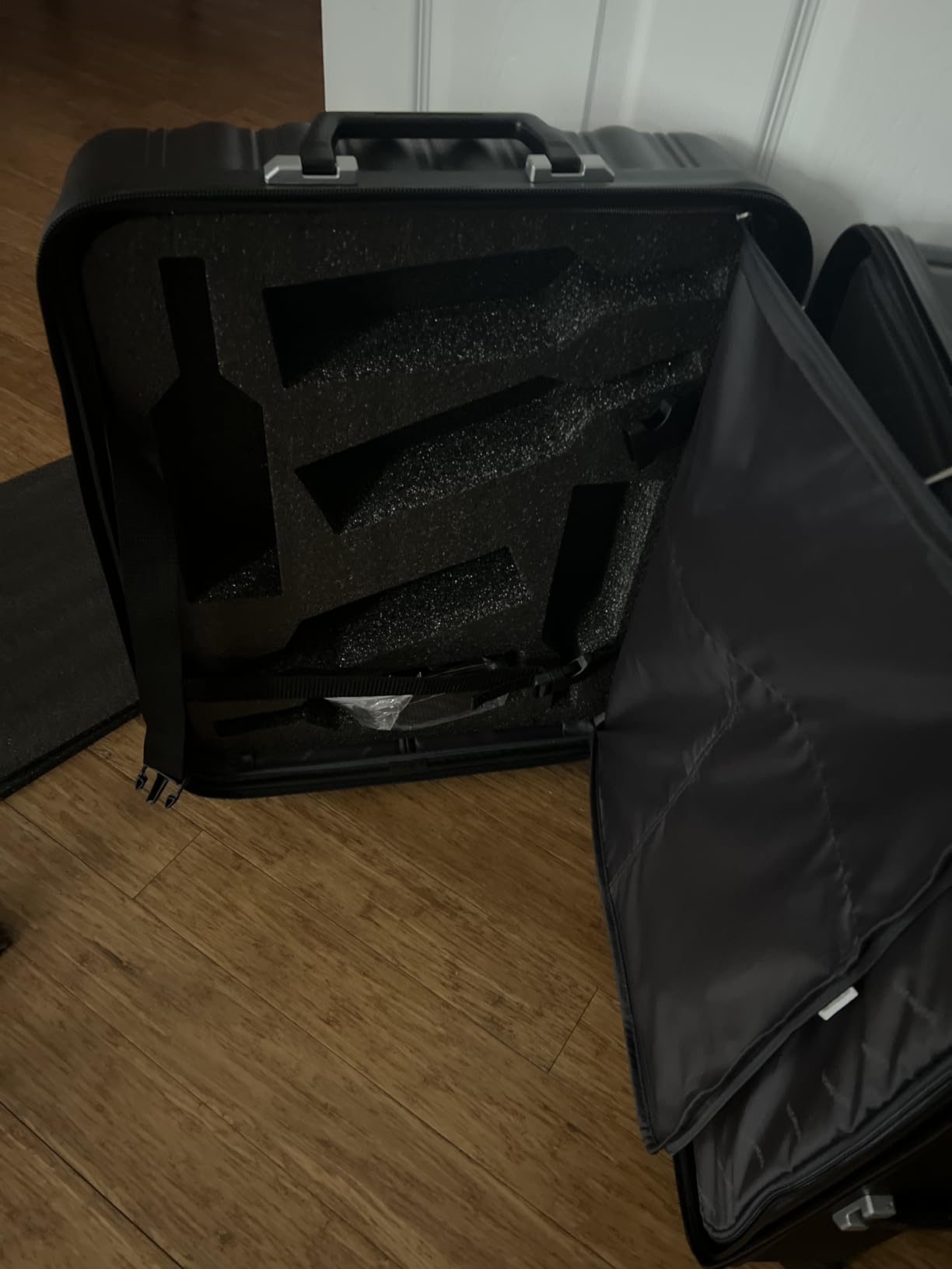 Wine Suitcase for Airplanes 12 Bottle Wine Luggage for Airplane Travel | TSA Approved Lock 360 Degree Foam Protection for Liquor Bottles Removable Foam Inserts to Keep Clothes Color Black customer photo 1