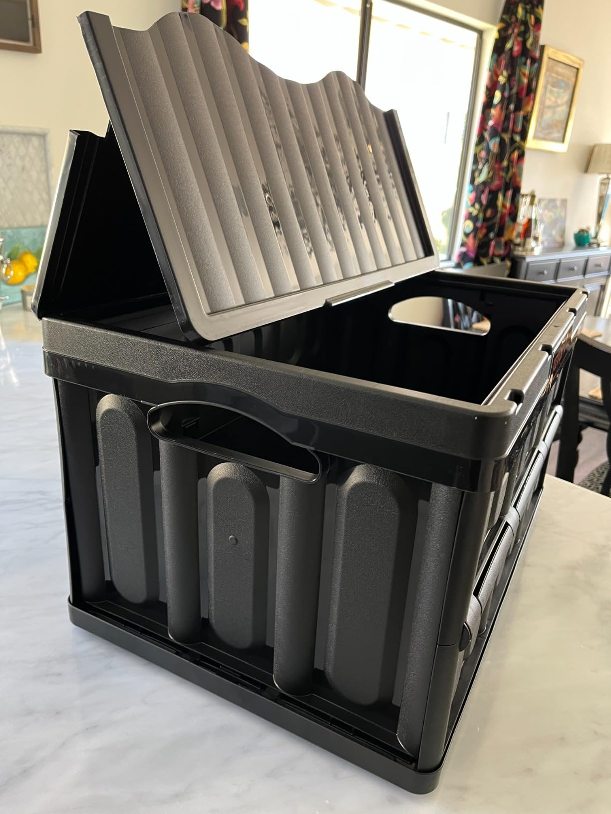 VEVOR 45L Collapsible Storage Bins with Lids 3 Packs, Stackable Utility Crates with Handles, Large Folding Containers for Organizing Tools, Snacks, Books, Food, Drinks, Camping & Transport customer photo 2