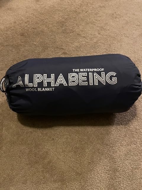 AlphaBeing Waterproof Outdoor Blanket with Merino Wool, Extra Thick Warm, Windproof, Packable Stadium Blankets for Cold Weather, Camping Gift, Pet, Car, Picnic, Concerts, 79