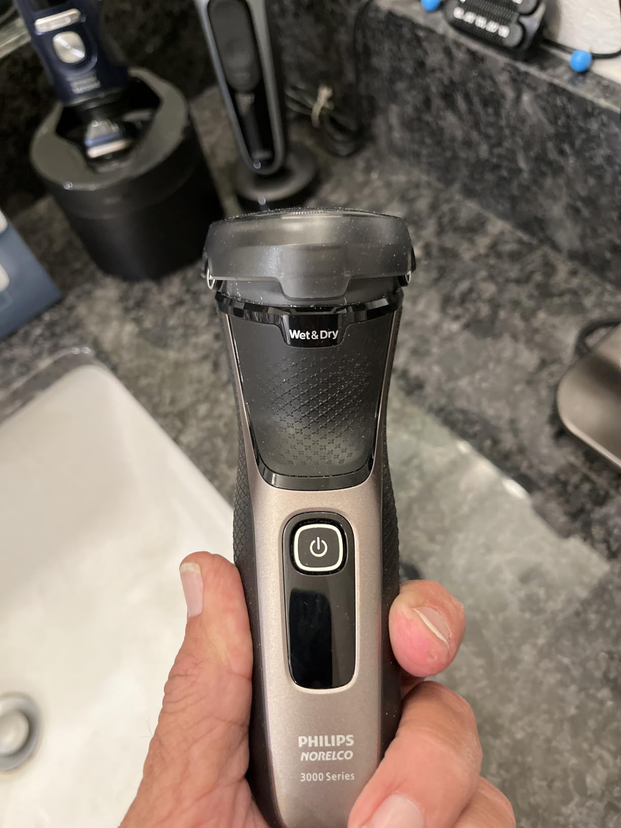 Philips Norelco CareTouch Electric Shaver, Ash Gold | 27 Self Sharpening ComfortCut Blades, 5D Pivot & Flex Heads, Wet or Dry Use, Includes Travel Pouch, S3242/90 customer photo 1