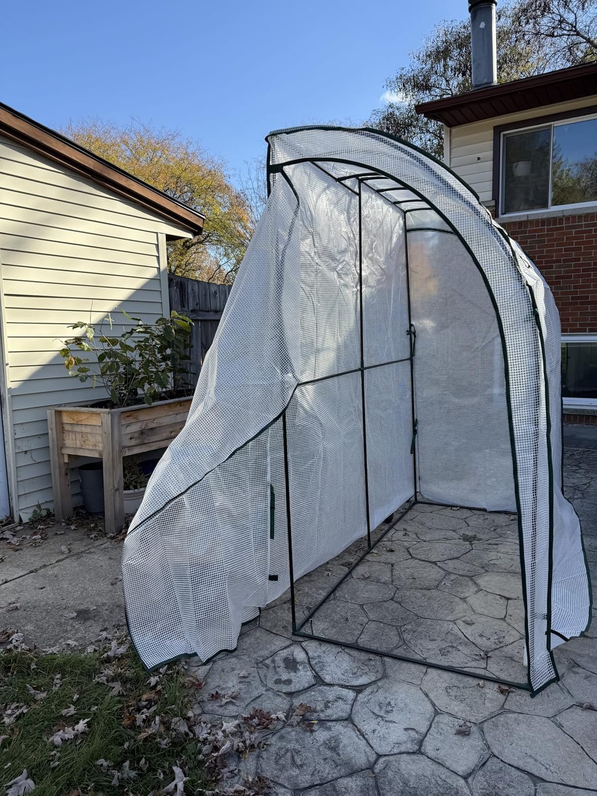 Lean to Greenhouse with 3-Tier Shelves: Ohuhu Portable Walk-in Wall Mounted Green House with Mesh Windows, 79