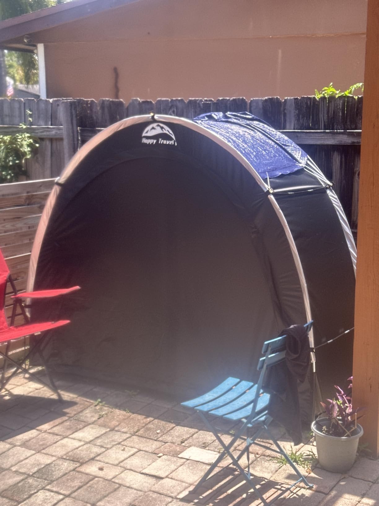 Happy Travel Bike Storage Shed Tent, Outdoor Portable Bicycle Storage Sheds | 210D Oxford Fabric PU4000 Waterproof for 2/3/4/6/8 Bikes customer photo 1