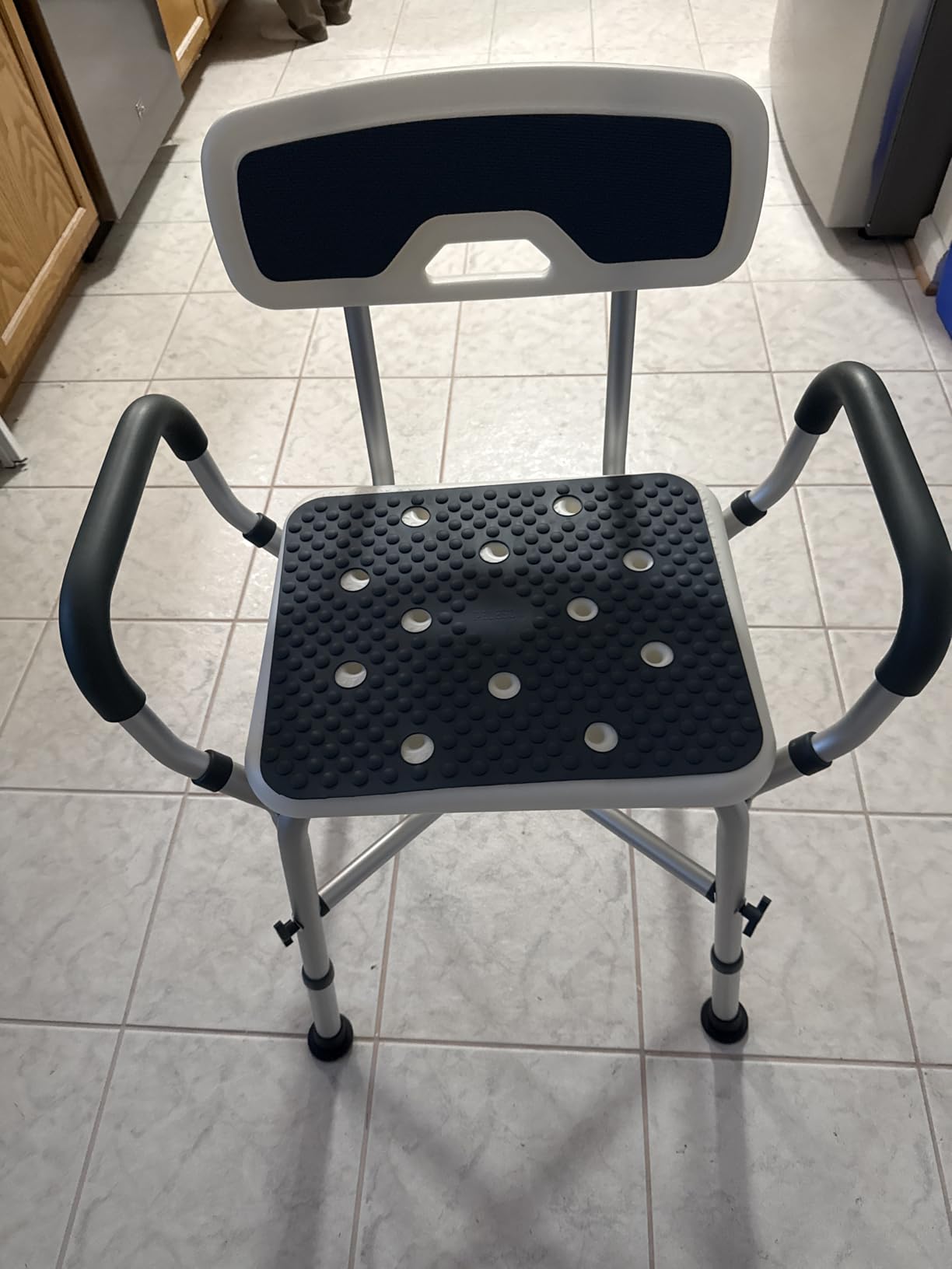 PELEGON Shower Chair for Elderly and Disabled (450lb) with Padded Armrests and Back, Adjustable Height Shower Seat, Heavy Duty Shower Chairs for Inside Shower, Handicap - Blue customer photo 1