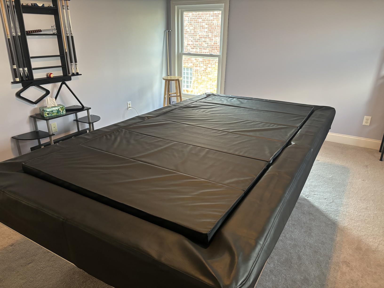 Leyndo 8 ft/7 ft Pool Table Insert for Table Conversion Topper Dining/Game Foam Billiard Pool Convertible Cover Mat Waterproof and Foldable, Black customer photo 1