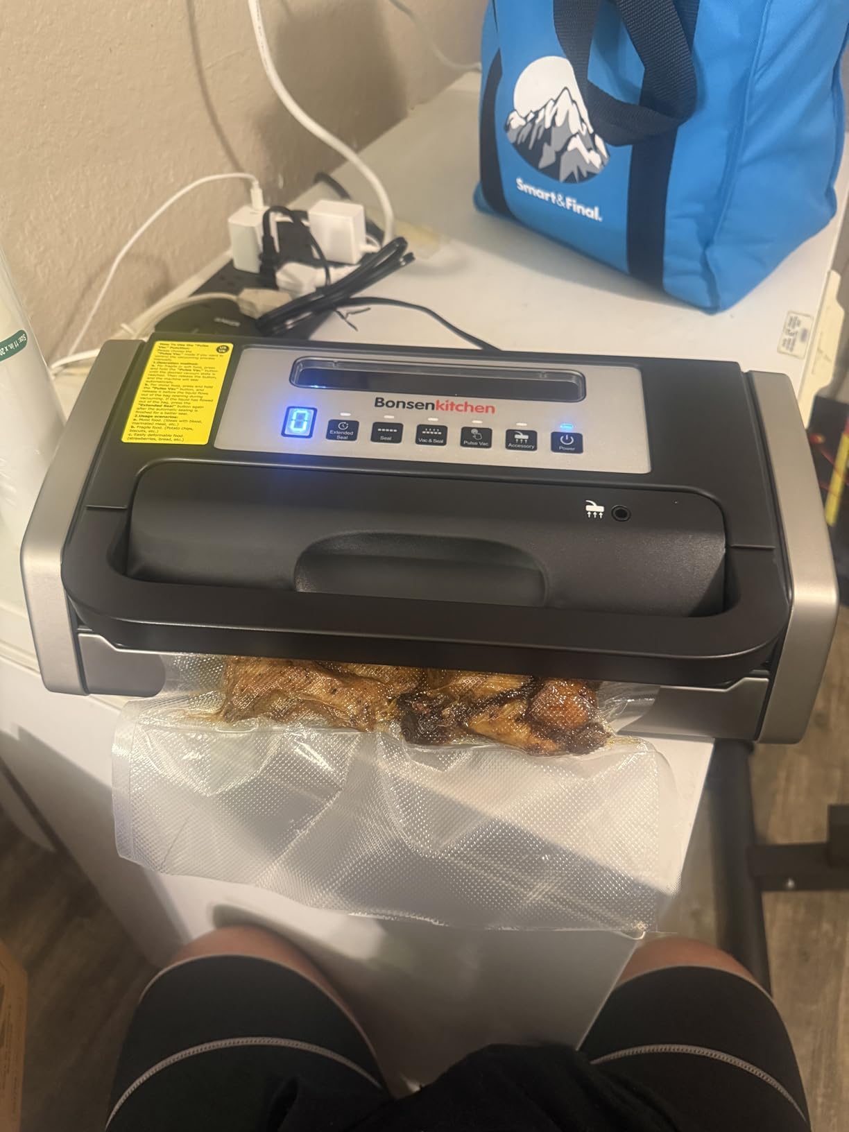 Bonsenkitchen Vacuum Sealer Machine, Globefish Technology for Perfect Vacuum Sealing, Powerful Low-Noise Food Vacuum Sealer with Easy Handle Design, Built-in Cutter & Bag Storage, 1 Bag Roll & 10 Bags customer photo 2