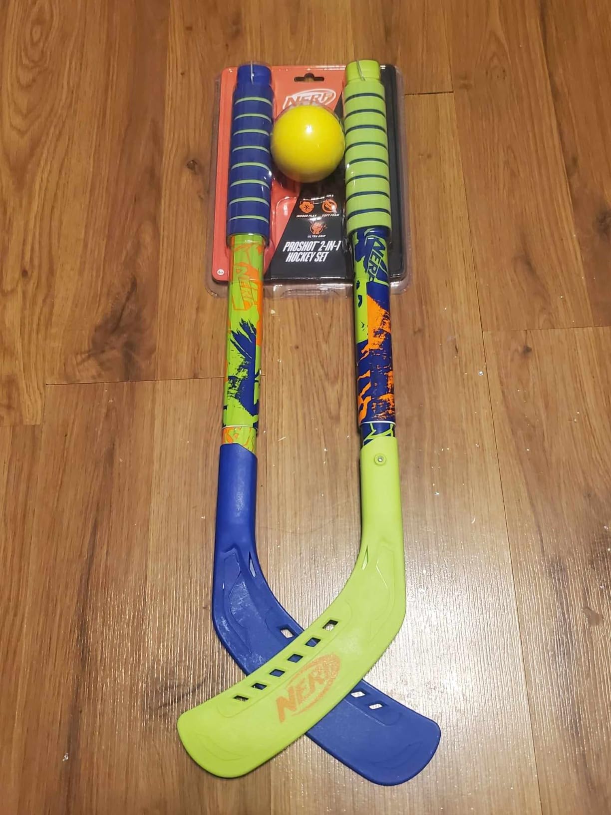 NERF Proshot Hockey Sticks + Ball Set - Knee + Floor Play - 2 Player | Adjustable 26 - 35.5 Inch Length, Indoor + Outdoor Fun, Kid-Safe Foam Design, For Young Athletes customer photo 1