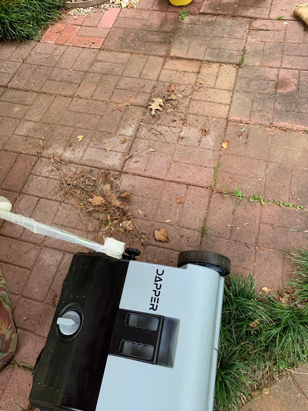 Dapper Supply Walk-Behind Outdoor Hand Push Floor Sweeper - 10.5 Gallon Capacity - 36