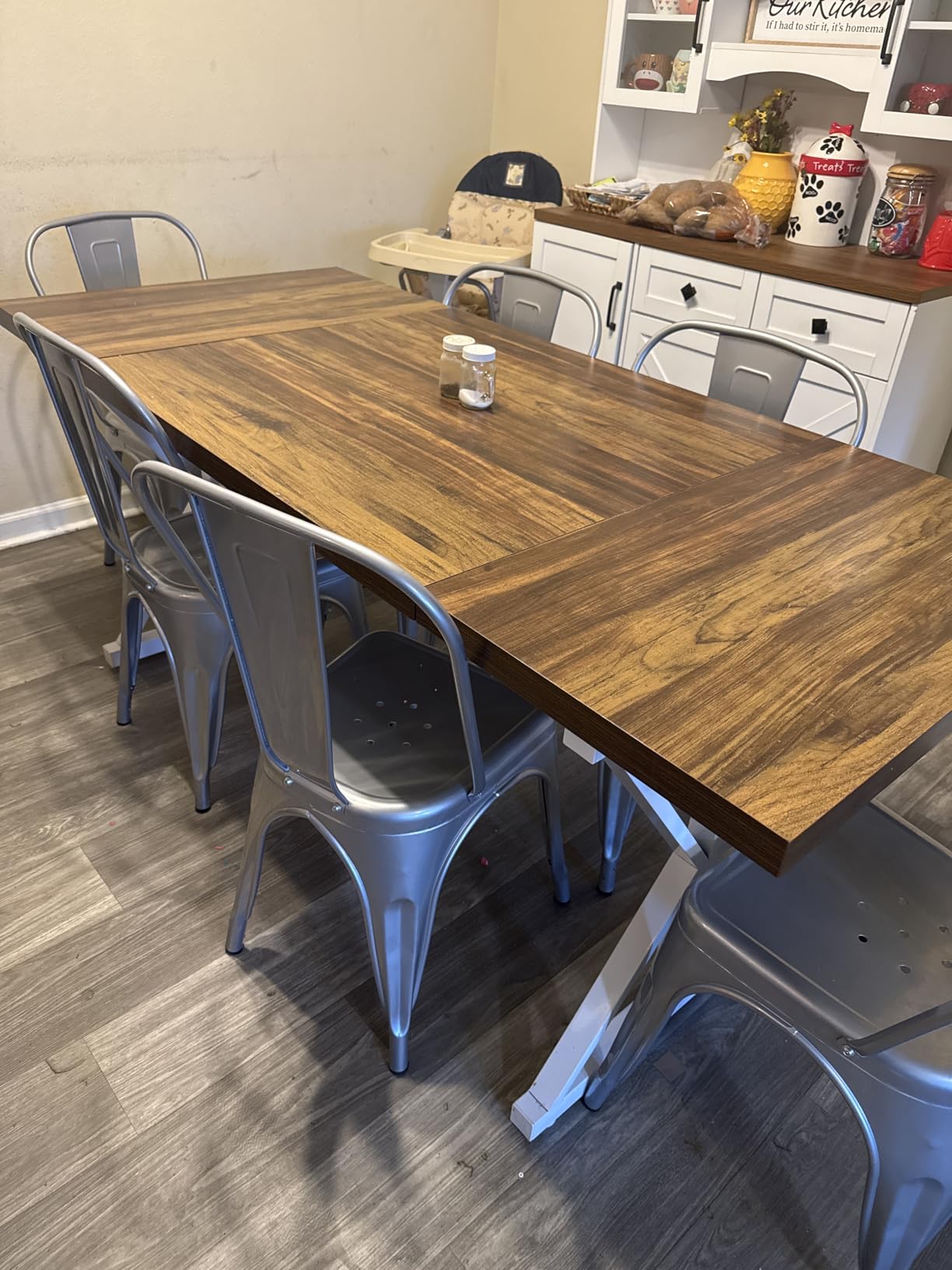 Tribesigns Farmhouse Dining Table for 6-8 People, 78.7-Inch Rectangular Wood Dining Table, Rustic Kitchen Table with Heavy Duty Metal Legs for Dining Room customer photo 2