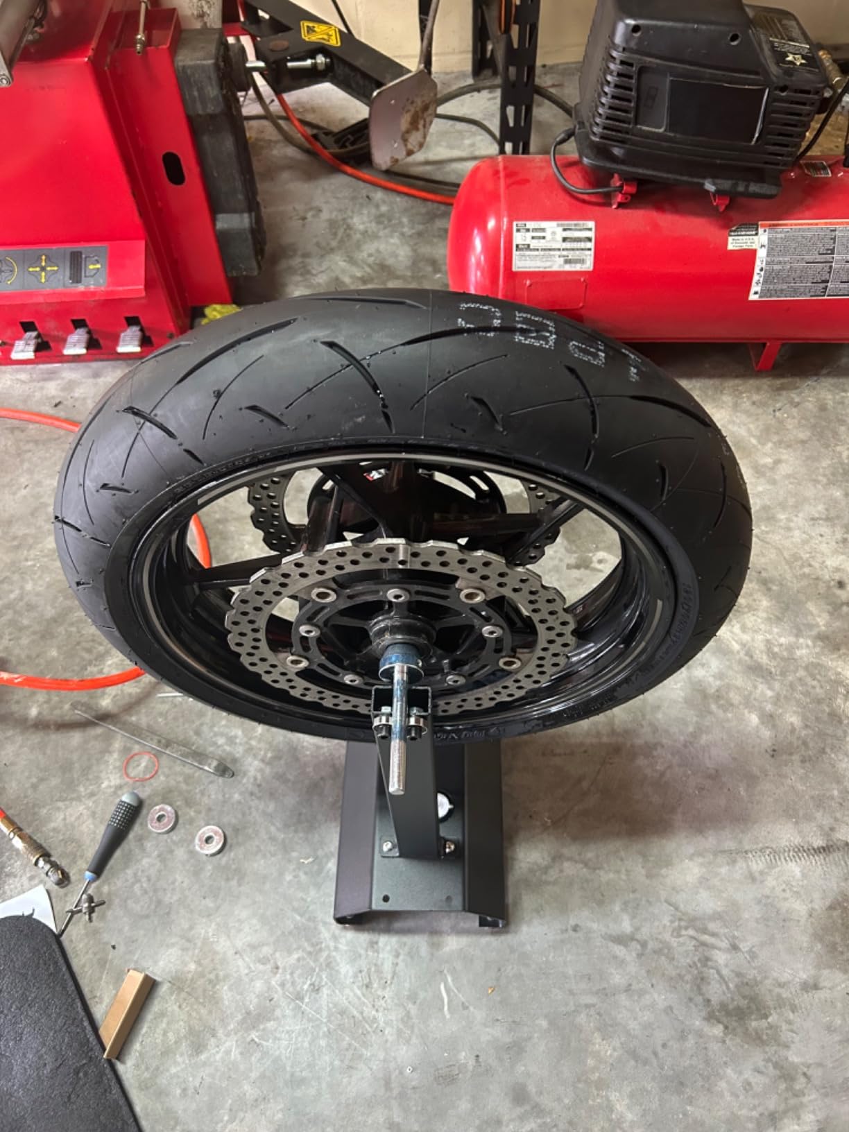 Motorcycle Wheel Balancer Stand, Static & Dynamic Tire Balancing Tool | For accurate motorcycle wheel balancing, supports static and dynamic tire alignment for most bikes, and off-road motorcycles customer photo 2