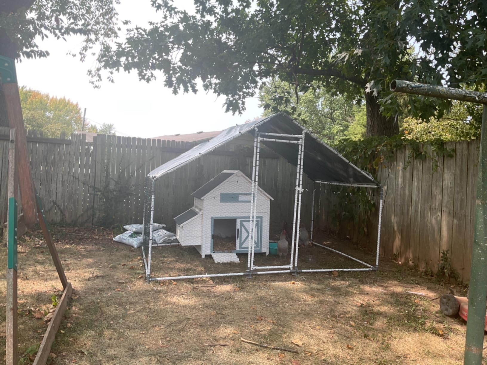NUGRIART Large Metal Chicken Coop Walk-in Poultry Cage with Water-Resident and Anti-UV Cover Duck Rabbit Cat House Outdoor Chicken Run Pen with Spire Shaped Cage customer photo 2