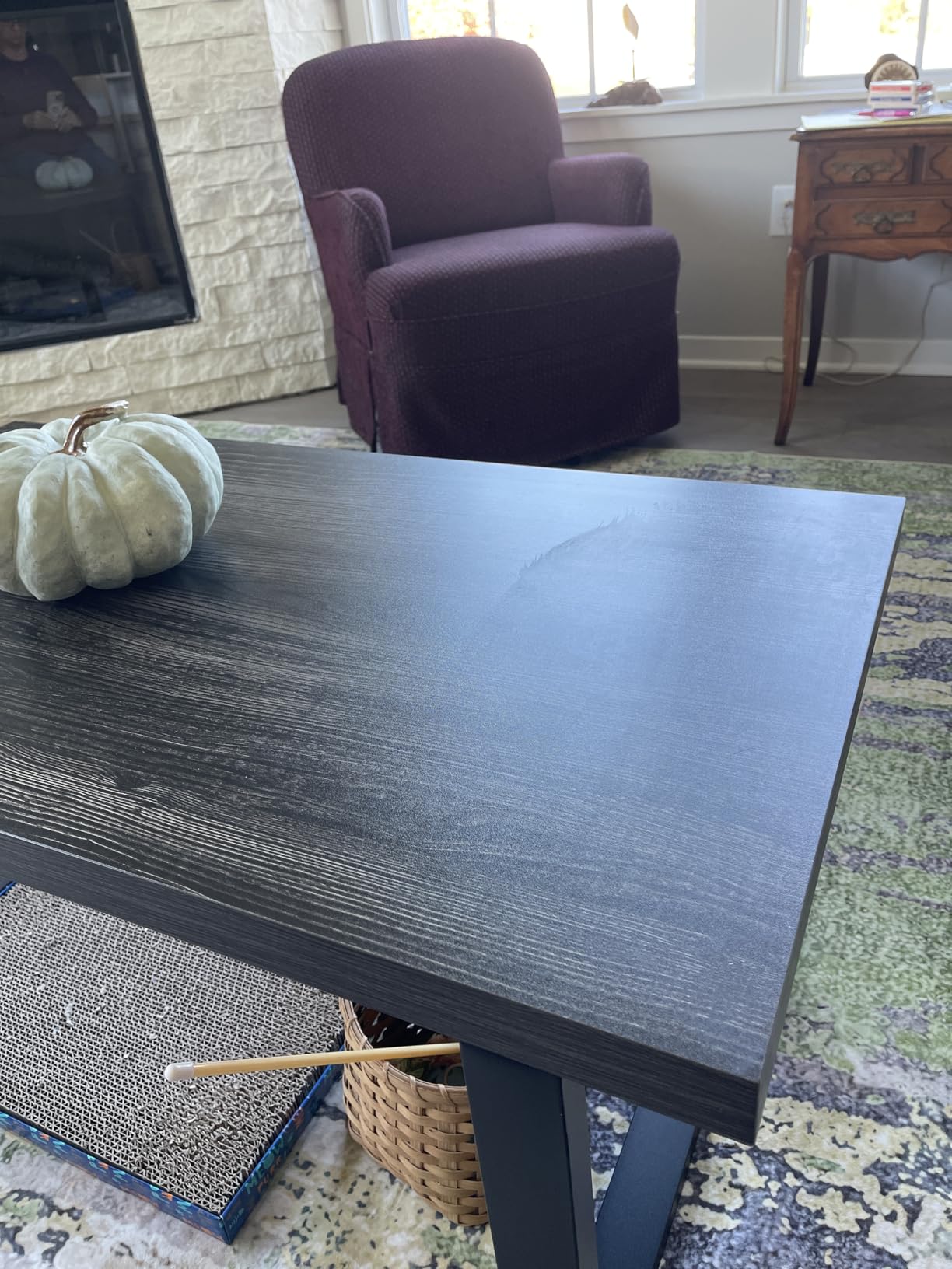 IBF Rustic Brown Coffee Table, Industrial Wood Living Room Table 39 Inch | Modern Minimalist Rectangle Center Table, Farmhouse Wooden and Metal Simple Vintage Tea Coffee Table for Home Office Bedroom customer photo 2
