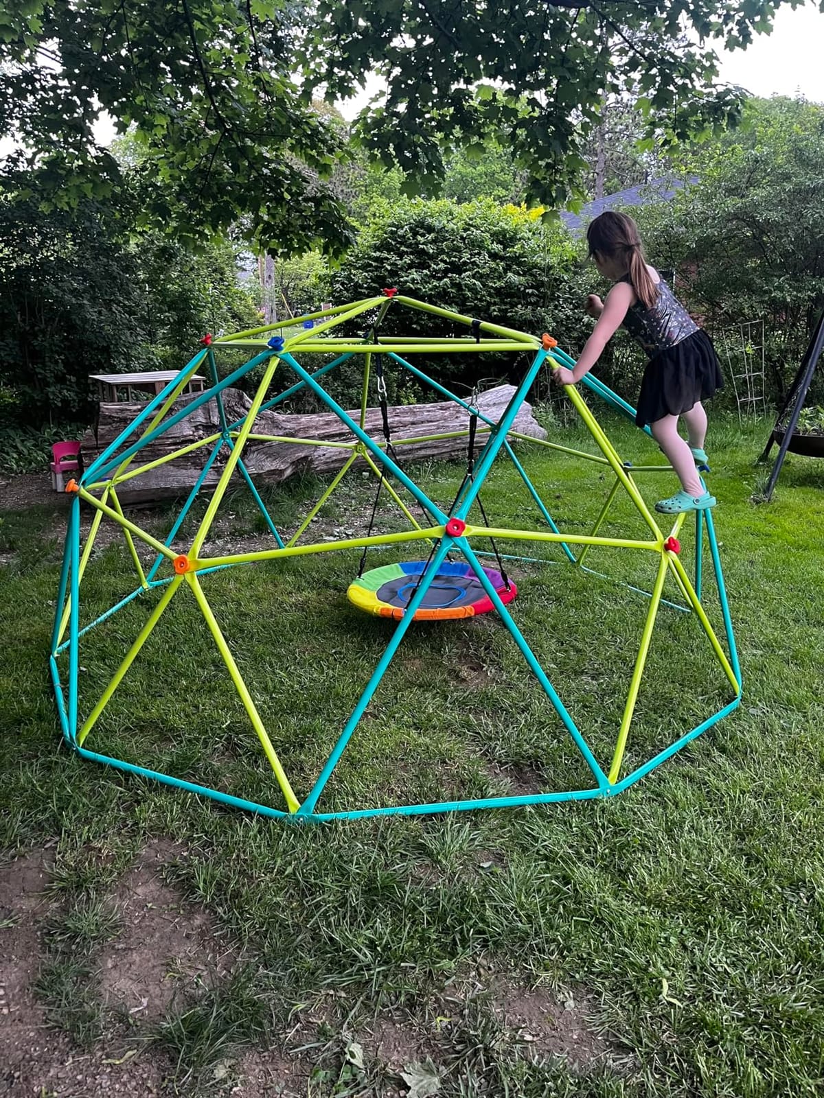 10 ft Climbing Dome Swing Set with Saucer Swing for Kids 3-12 | Jungle Gym for Kids Outdoor Backyard, Supports 800lbs, 3D Setup Video, Rust-Resistant Outdoor Playset, Moveable for Mowing customer photo 1