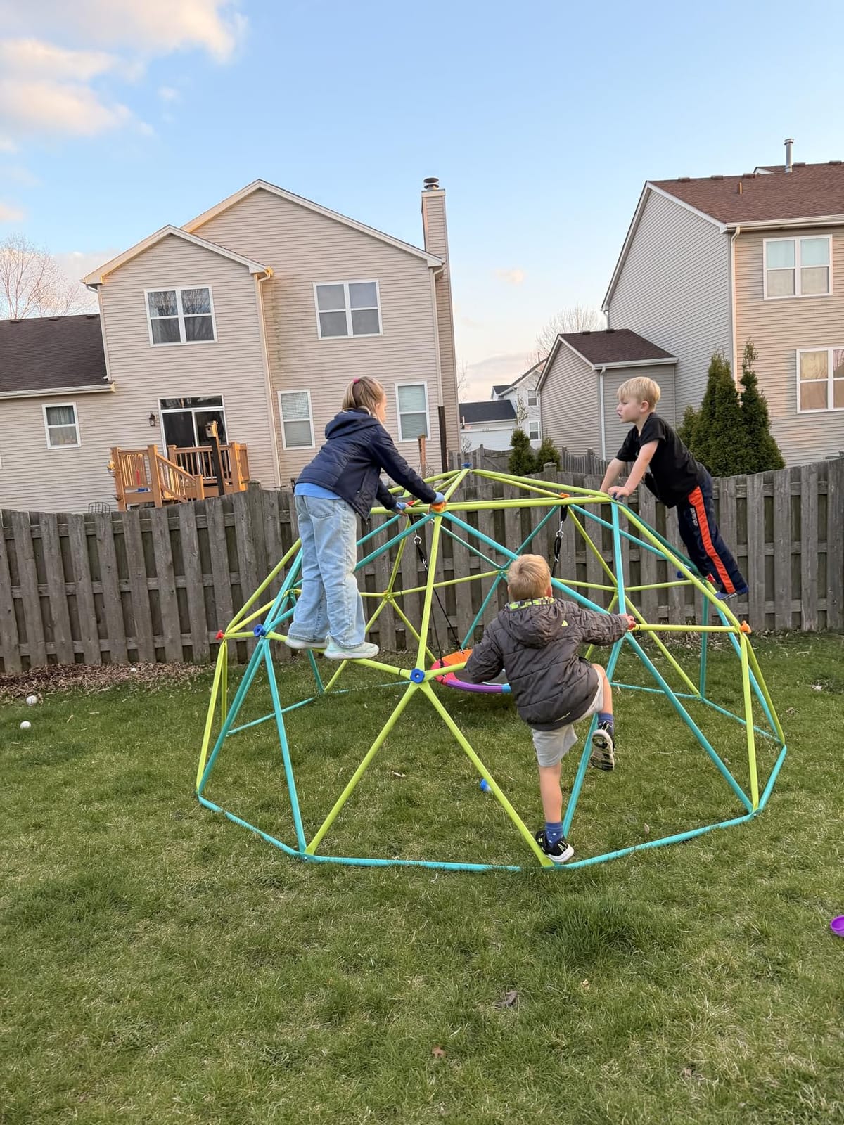 10 ft Climbing Dome Swing Set with Saucer Swing for Kids 3-12 | Jungle Gym for Kids Outdoor Backyard, Supports 800lbs, 3D Setup Video, Rust-Resistant Outdoor Playset, Moveable for Mowing customer photo 2