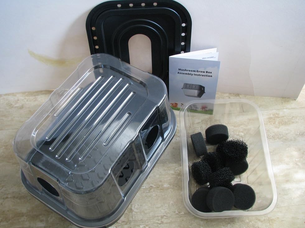 Mushroom Growing Kit, Monotub Stackable Grow Box, Fruiting Chamber with FAE Filters, Indoor Use, 12.6 x 12.6 x 6.3 inches, Clear and Black customer photo 2