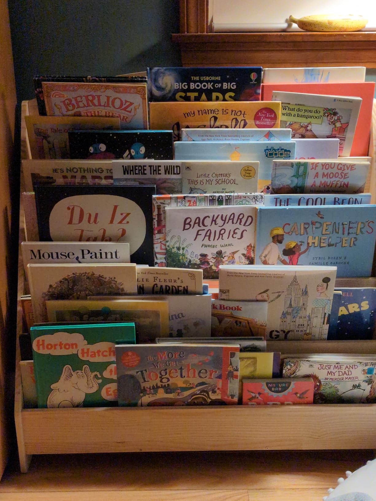 Montessori Toddler Book Shelf Organizer Single Sided Book Rack Display with Toy Storage, Children Baby Classroom Bookshelf, Kids Room bookcases cabinets & Shelves Natural Pine (31