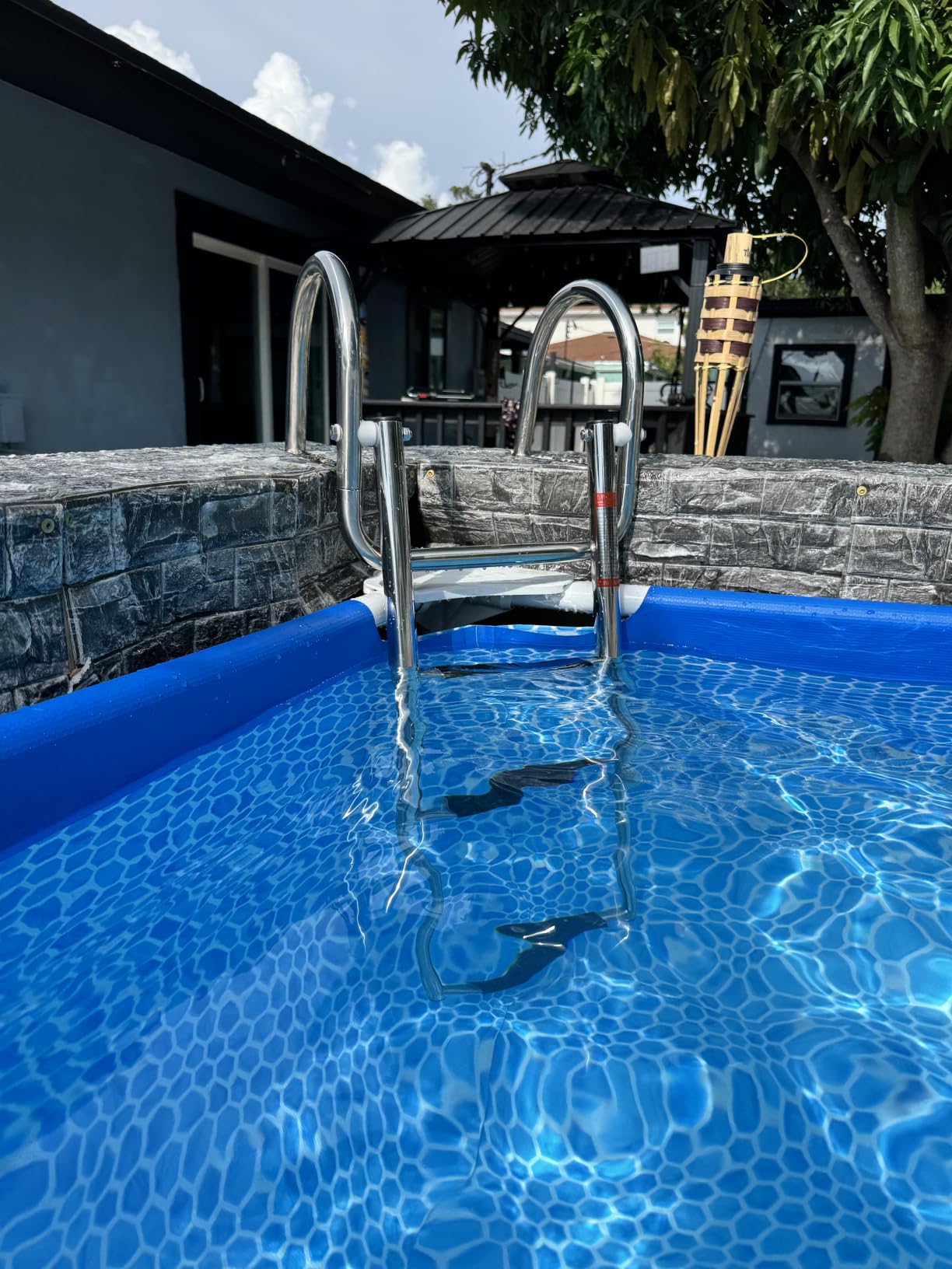 Pontoon Boat Ladder, Stainless Steel 3 Step Telescoping Boat Boarding Ladder with Wide Steps, Folding Boat Swim Ladder, Dock Ladder with Hand Railings Heavy Duty customer photo 1