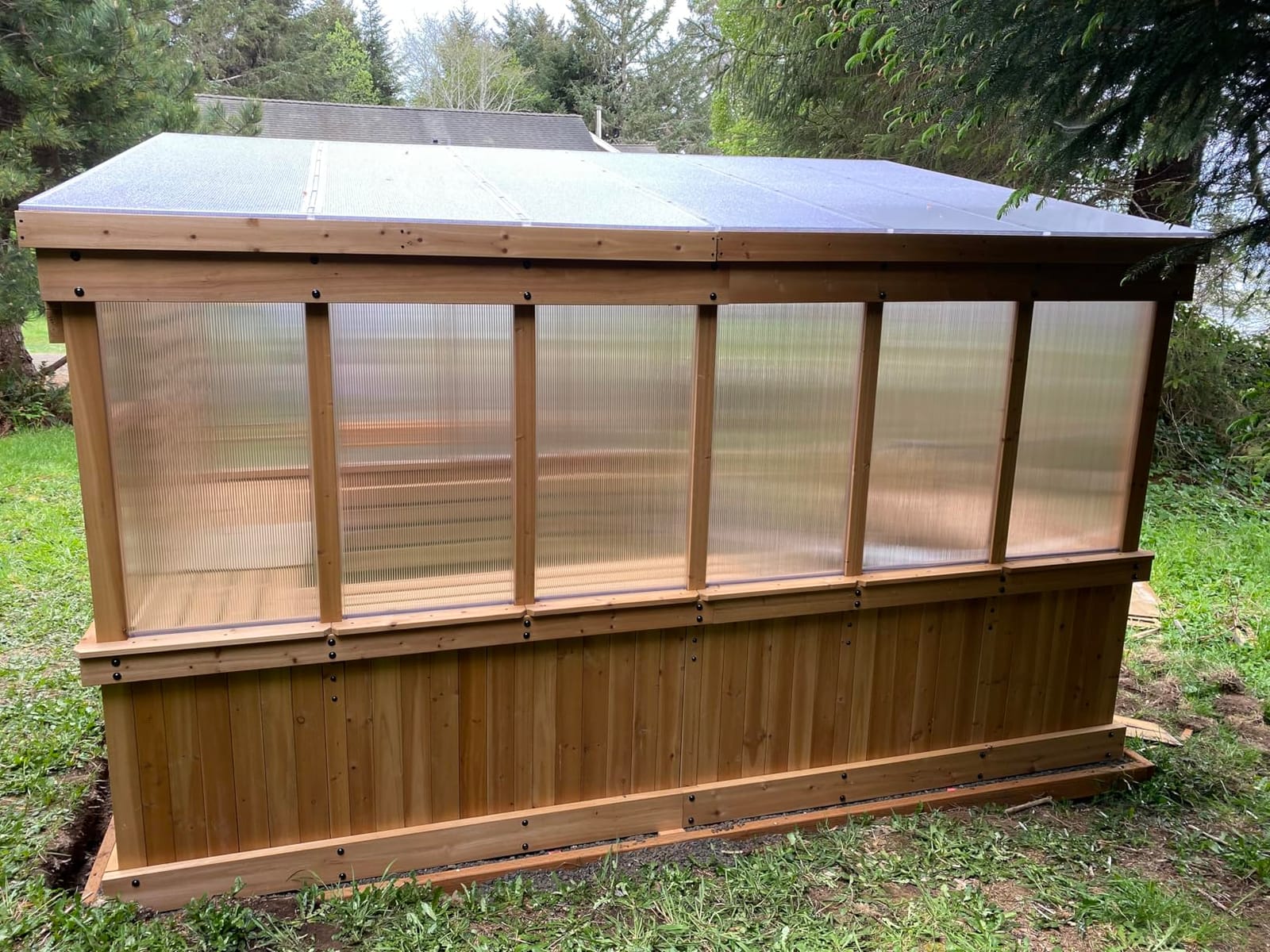 Backyard Discovery Willow 9' x 6' Cedar Wood and Polycarbonate Walk-in Greenhouse Kit with Exhaust Fan, Windows, Hose Hook-Ups, PowerPort, Staging Shelves for Year-Round Outdoor Gardening customer photo 2