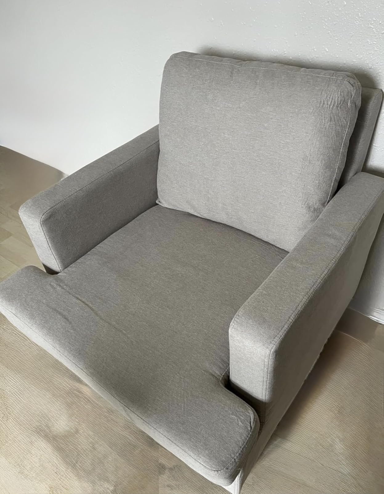 Weture Mid-Century Accent Chair, Dark Grey Armchair Living Room Chairs, Comfy Upholstered Reading Accent Chairs for Bedroom, Modern Single Sofa Chair with Wood Legs customer photo 1