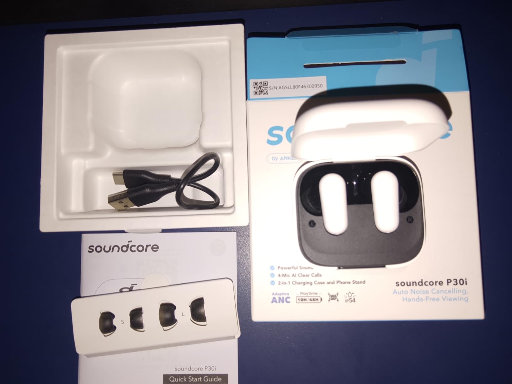 Soundcore P30i by Anker Noise Cancelling Earbuds, Hands-Free Viewing | Strong and Smart Noise Cancelling, Powerful Bass, 45H Playtime, 2-in-1 Case and Phone Stand, IP54, Bluetooth 5.4 customer photo 1